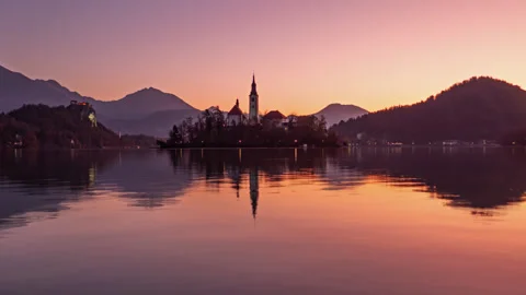 Lake Bled morning timelapse, Slovenia Stock Footage 343961953