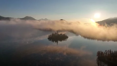 Lake Bled on a spring morning Stock Footage 194465349
