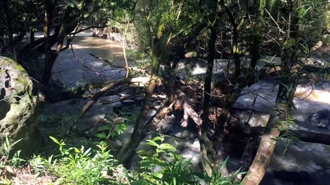 LAKE AT THE BOTTOM OF A WATERFALL 02 Stock Footage 96544772