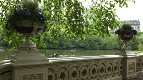 The Lake from Bow Bridge Central Park Stock Footage 68640531