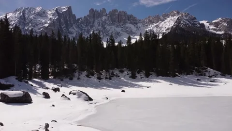 Lake of Carezza DJI MAVIC MINI 3 4K - UHD - HDR Stock Footage 231178305
