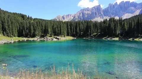 Lake of Carezza Stock Footage 91353428
