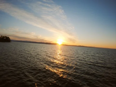 Lake Champlain  Drone Flight Sunset 2 Stock Footage 127123954