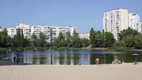 Lake in the city Stock Footage 80001628