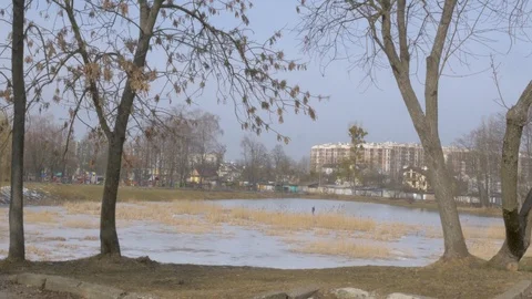 Lake in the city Stock Footage 104629787