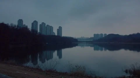 Lake in a city Stock Footage 297140641