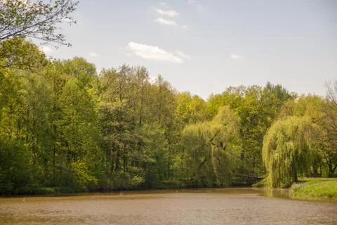 Lake in the city park in Pszczyna, Poland Stock Photos