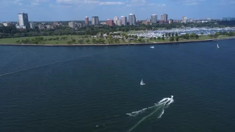 Lake with City Skyline Stock Footage 249557806