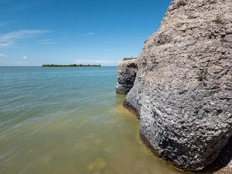 Lake cliff side Stock Photos