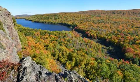Lake of the clouds in fall color Stock Photos