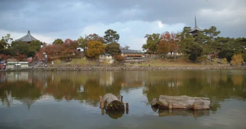 Lake cloudscape reflection in Nara, Japan. (A) Stock Footage 120776802