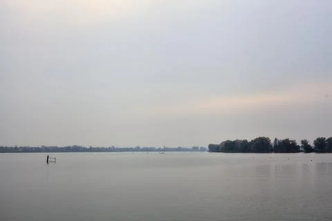 Lake on a cloudy day in winter Stock Photos