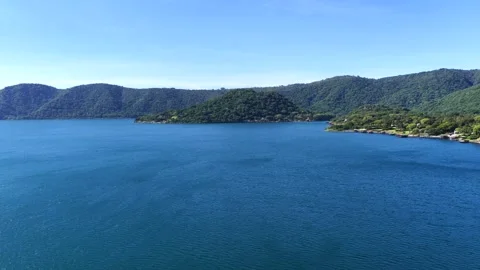 Lake Coatepeque Waterfront View 6K Drone Footage Stock Footage 340424396