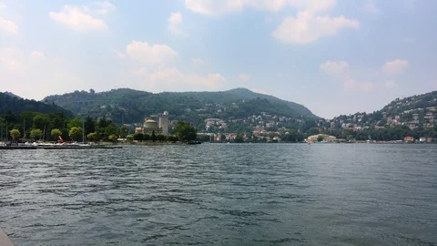 Lake of como and alessandro volta temple Stock Footage 118648949