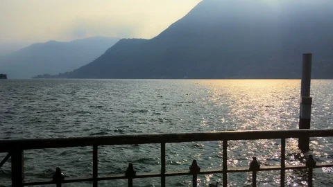Lake como and railing on the shore Stock Footage 118649778
