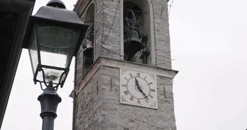 Lake Como, bell tower of the Christian Church in Lenno Chiesa di Santo Stefano Stock Footage 286203530