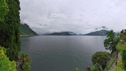 Lake Como, Italy - 17 May 2026: Mountain Views and Scenic Waterfront Park Vídeos de archivo 344803611