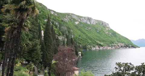 Lake Como Italy on a cloudy day. Scenic view Stock Footage 284372428