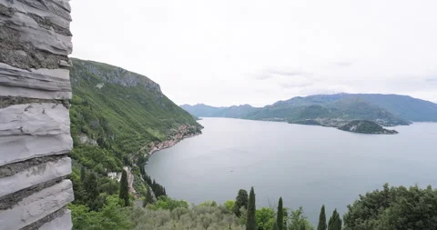 Lake Como, Italy, view from Castello di Vezio or Castle of Vezio. Travel in Stock Footage 285659987