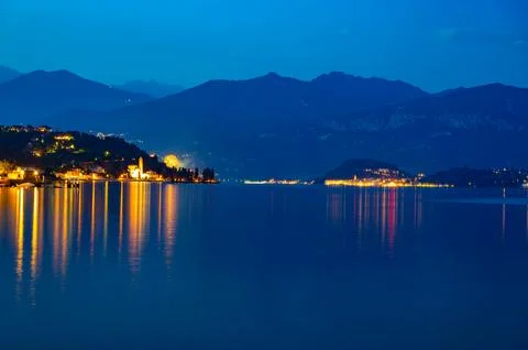 Lake Como, Lenno, in the evening. Stock Photos