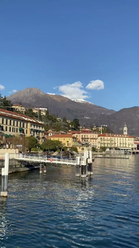 Lake Como Mountain View from Boat on a Sunny Winter Morning Stock Footage 314822929