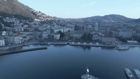 Lake Como pier on a clear day Stock Footage 296140699