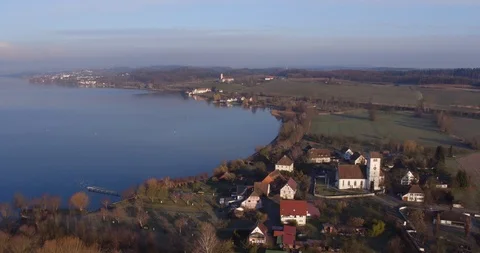 Lake Constance and typical Germany village and Bodensee Stock Footage 85526219