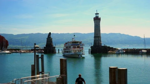 Lake Constance Bodensee ferry coming into the Port Видео 89669143