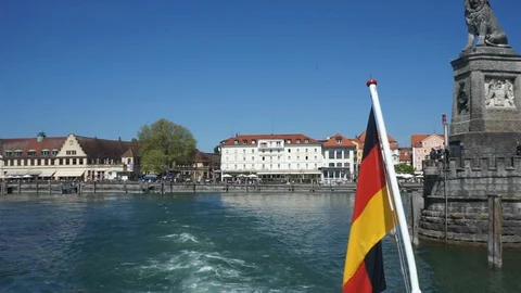Lake Constance Bodensee ferry leaving port of lindau Видео 89668081