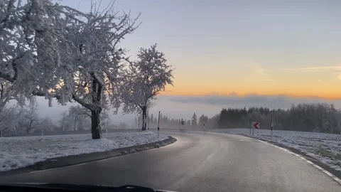 Lake Constance Bodensee Germany Mountains full of snow with beautiful sunset Stock Footage 314605154