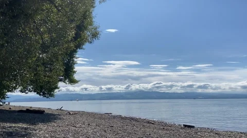 Lake Constance Germany Langenargen Beach Mountains beautiful Scenic Stock Footage 317911014