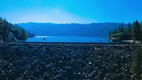 Lake Dam Aerial Stock Footage 246710073