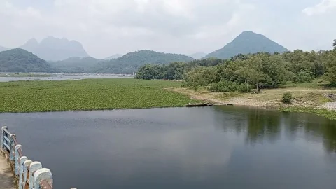 Lake dam bridge Stock-Footage 328643716