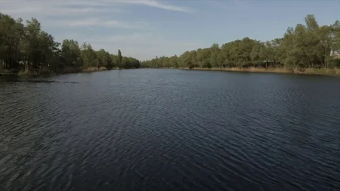 Lake in the daytime, wide angle Stock Footage 75149591