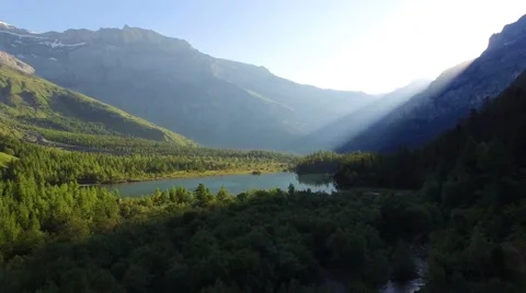 Lake Derborence, Valais, Switzerland Stock Footage
