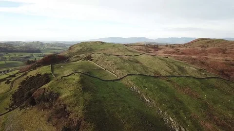 Lake District Drone Footage 4K Ridge Flight Stock Footage