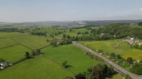 Lake District Road Drone Stock Footage 243195576