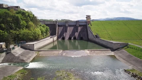 Lake Dobczyce. Water dam, view from the drone. Stock Footage 121343573