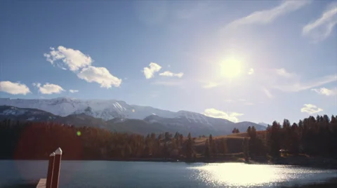 Lake, Dock and Mountains Video stock 36946679