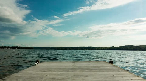 Lake Dock End Moving Forward and Backward Stock Footage 57753261