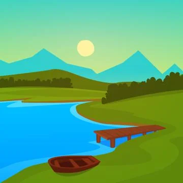 Lake Dock Stock Illustration