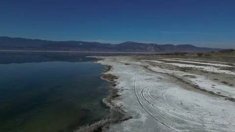 Lake drying up due to drought.With drone shooting. Video stock 234128247