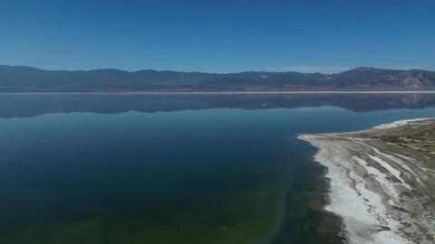 Lake drying up due to drought.With drone shooting. Burdur Lake Video stock 234129638