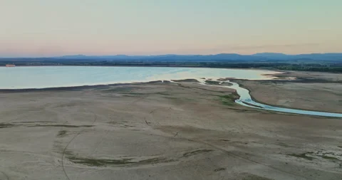 Lake Drying Up in Summer Global Warming Climate Crisis Environmental Crisis Stock Footage 274809963