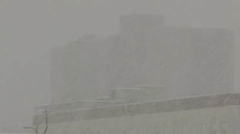 Lake effect snow squall with dangerous blizzard conditions and severe high wind Stock Footage 36706705
