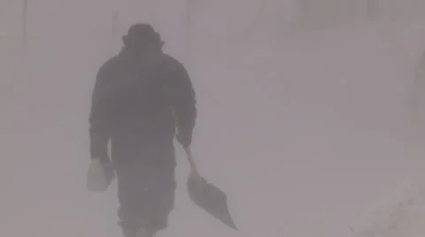 Lake effect snow squall with dangerous blizzard conditions and severe high wind Stock Footage 45818873