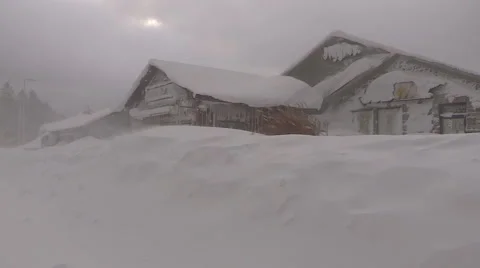 Lake effect snow squall with dangerous blizzard conditions and severe high wind Stock Footage 45820136