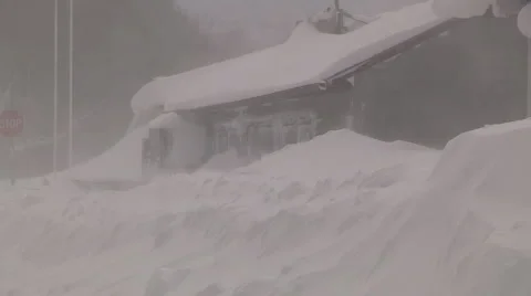 Lake effect snow squall with dangerous blizzard conditions and severe high wind 스톡 동영상 45820188