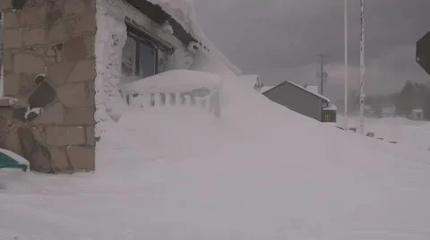 Lake effect snow squall with dangerous blizzard conditions and severe high wind Stock Footage 45820469