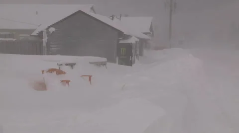 Lake effect snow squall with dangerous blizzard conditions and severe high wind Stock Footage 45820480